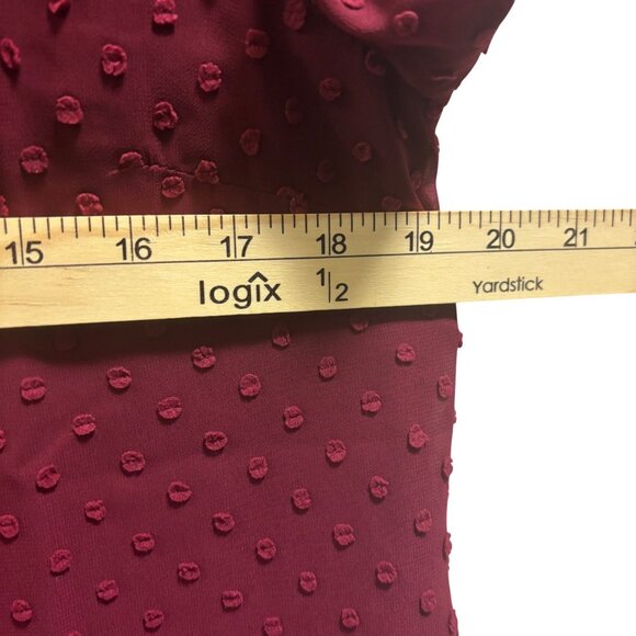 J.Crew V Neck Clip-Dot Blouse Size S In Vintage Burgundy Womens - Picture 6 of 8
